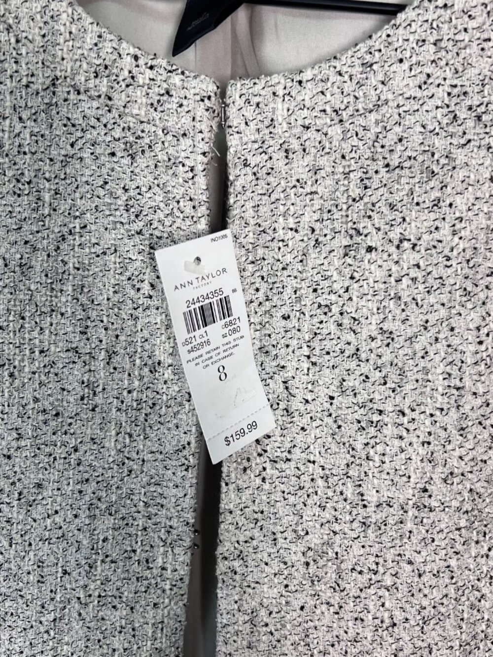 Ann Taylor Factory Tweed Texture Peplum Jacket Black/Grey Jacket Size 8 NWT - Picture 5 of 8